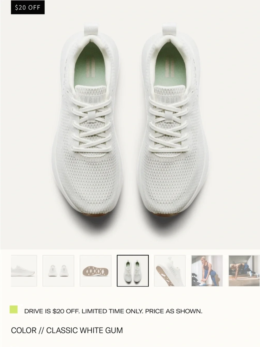 NOBULL Drive Mesh Sneaker in White Gum, size 8 - Picture 3 of 8